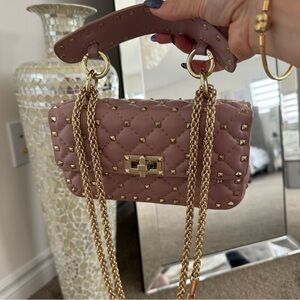 Studded Pink Quilted Chain Bag